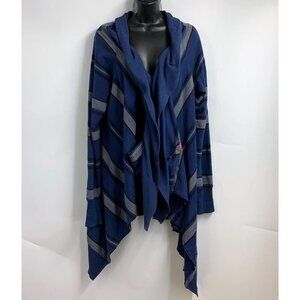 Hard Tail Forever Women's Shark Hem Cotton Button Striped Cardigan Size L